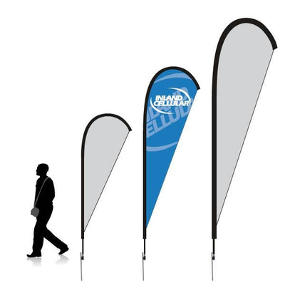 12' Teardrop Flag Kit w/ Double Sided Imprint, Poles, Ground Stake and Carry Case